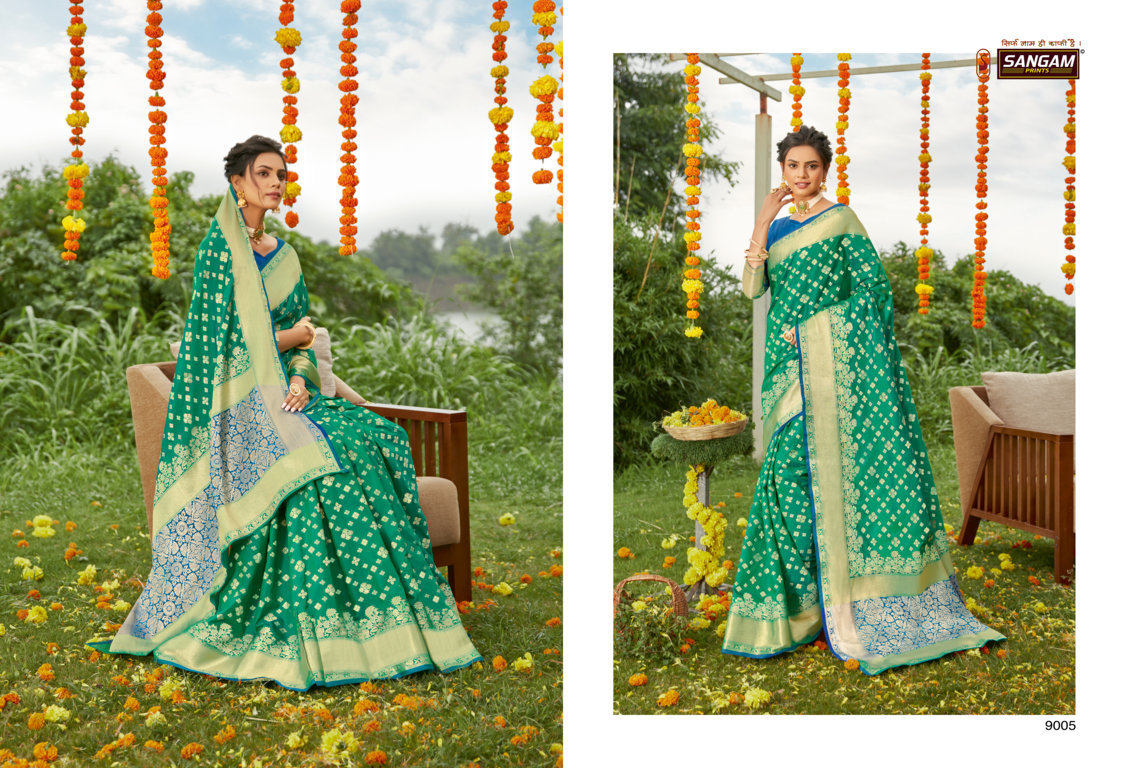 sangam prints shivoham silk silk graceful look saree catalog