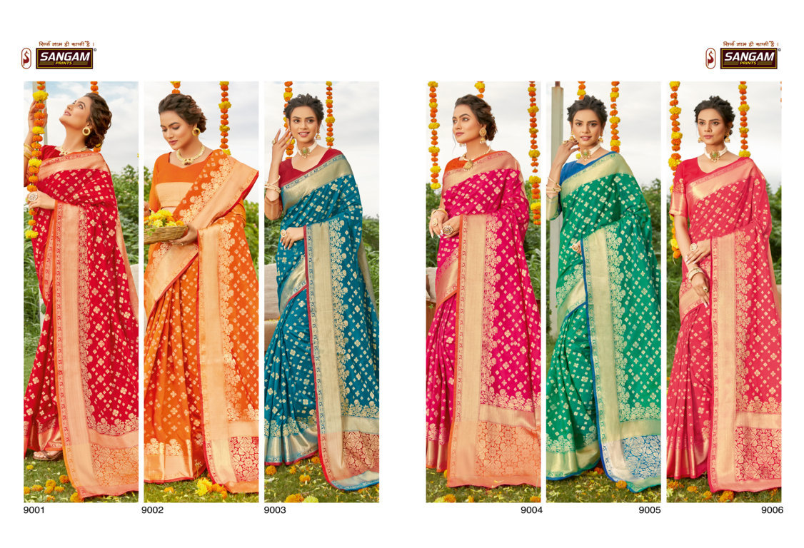 sangam prints shivoham silk silk graceful look saree catalog