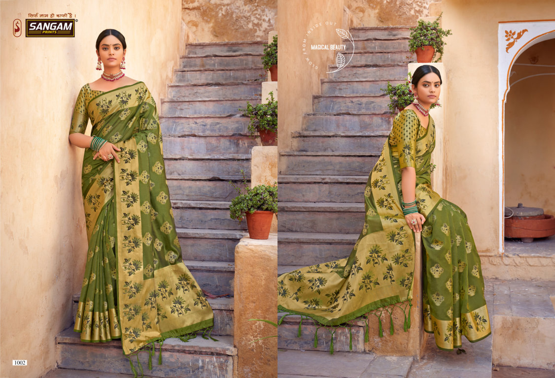 sangam prints swamini Organza gorgeous look saree catalog