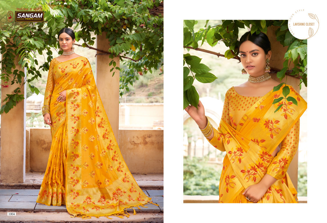 sangam prints swamini Organza gorgeous look saree catalog