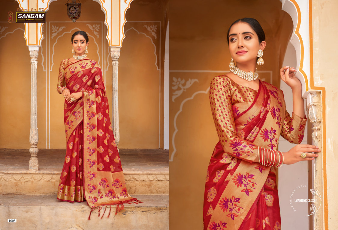 sangam prints swamini Organza gorgeous look saree catalog