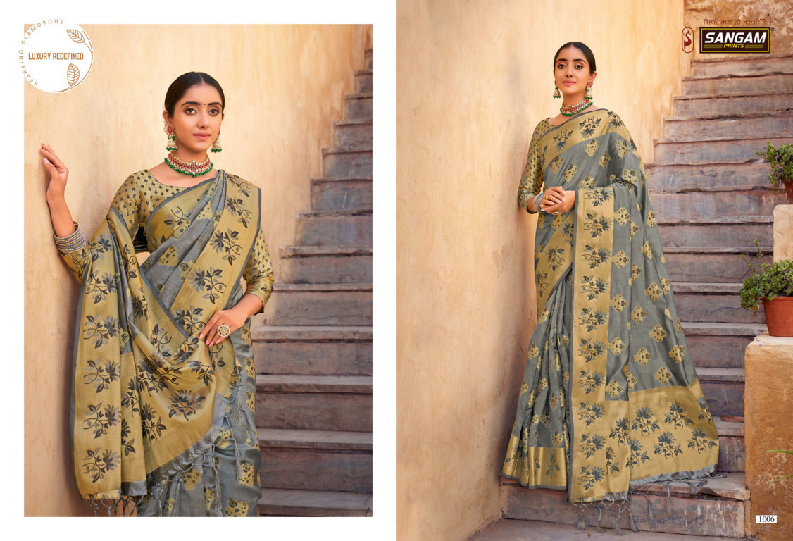 sangam prints swamini Organza gorgeous look saree catalog