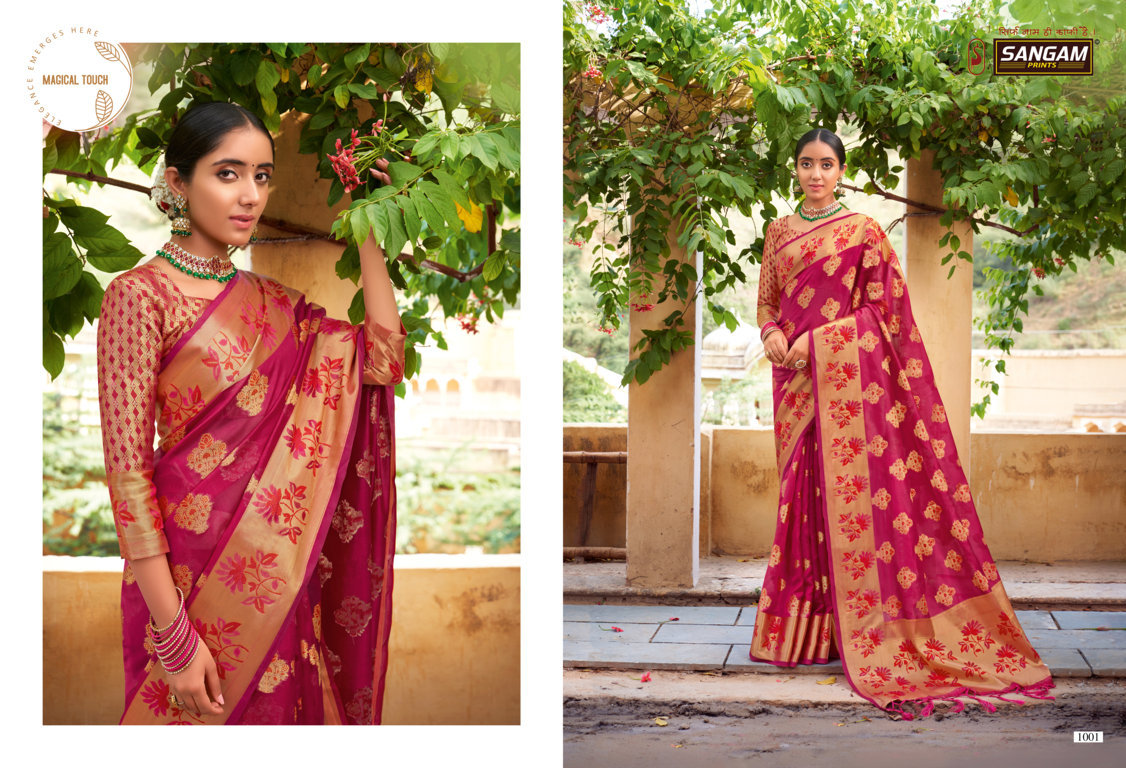 sangam prints swamini Organza gorgeous look saree catalog