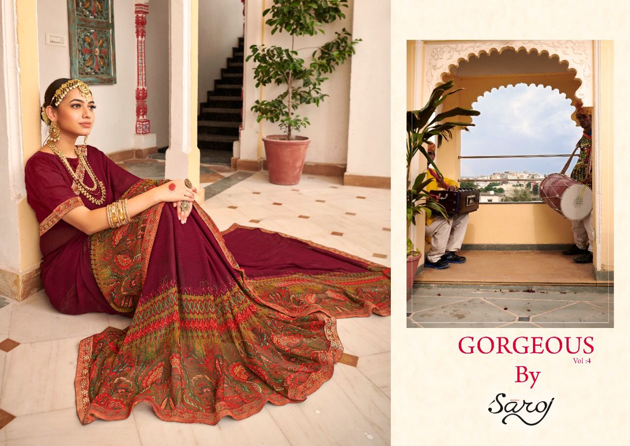 saroj Gorgeous Vol 4 georgette astonishing saree catalog