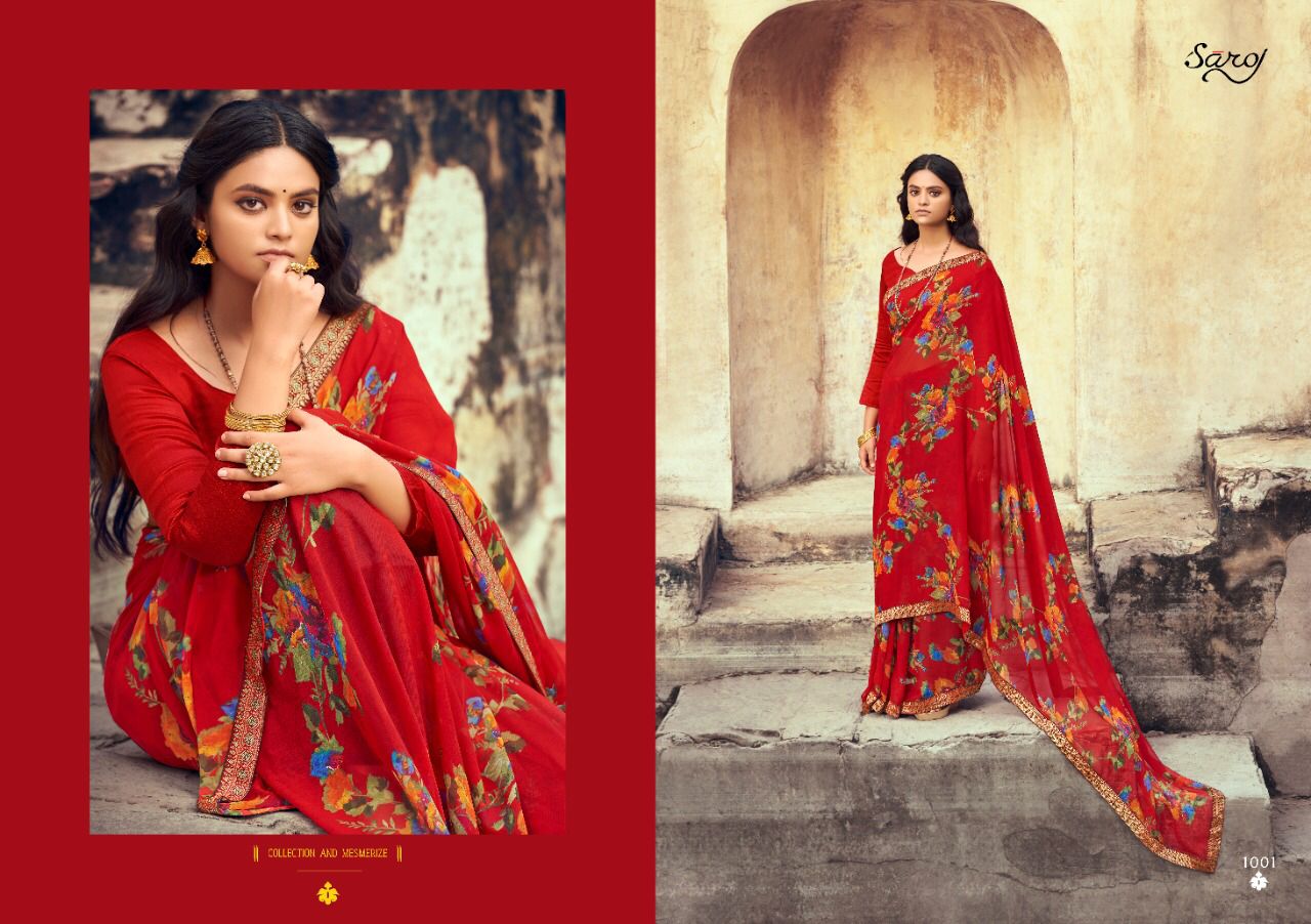 saroj lily georgette astonishing look saree catalog