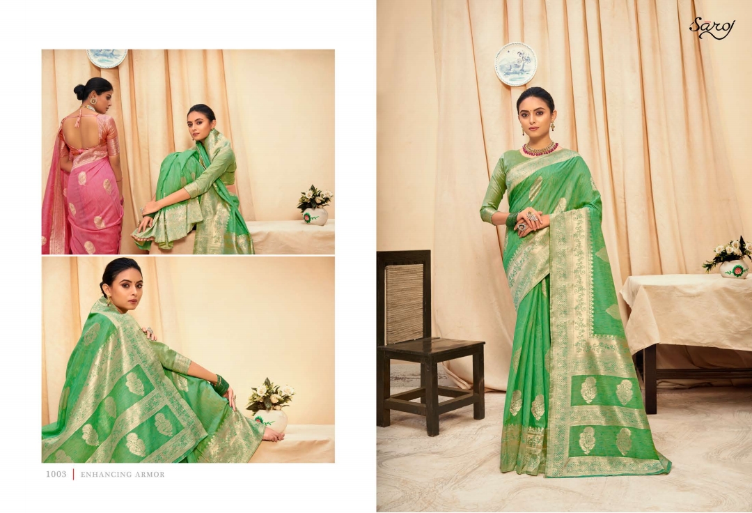 saroj Nasheen Vol 1 linen cotton silk gorgeous look saree catalog