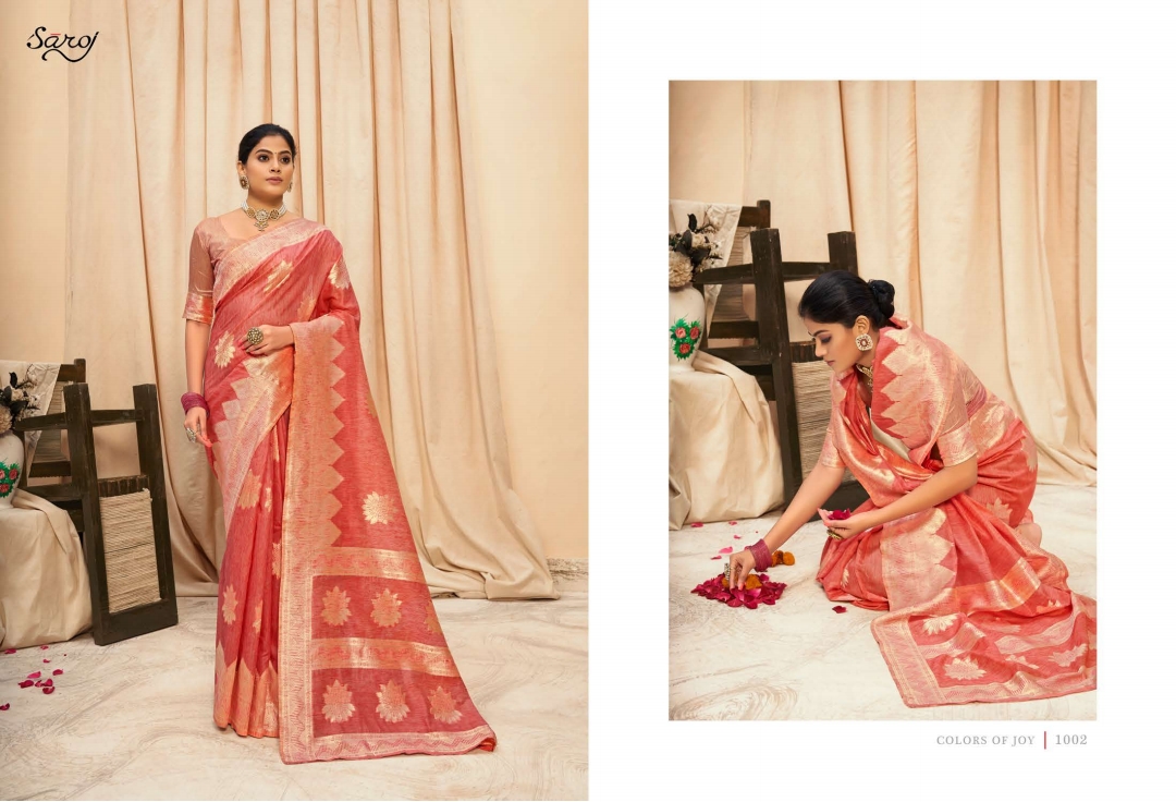 saroj Nasheen Vol 1 linen cotton silk gorgeous look saree catalog