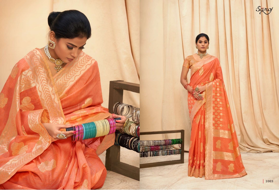 saroj Nasheen Vol 1 linen cotton silk gorgeous look saree catalog