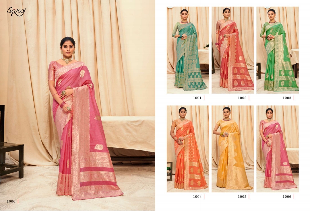 saroj Nasheen Vol 1 linen cotton silk gorgeous look saree catalog