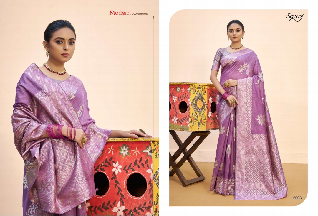 saroj Nasheen Vol 2 linen  gorgeous look saree catalog