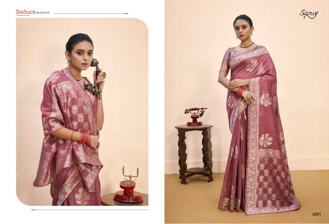 saroj Nasheen Vol 2 linen  gorgeous look saree catalog