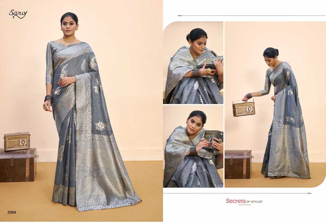 saroj Nasheen Vol 2 linen  gorgeous look saree catalog