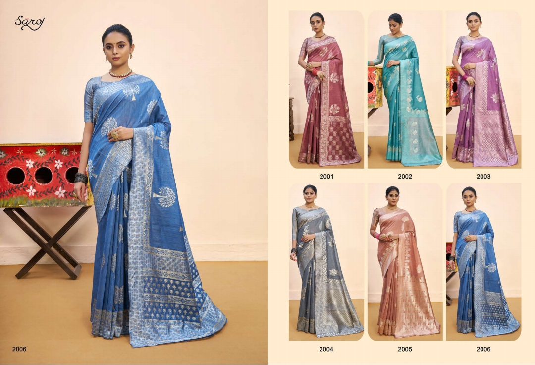 saroj Nasheen Vol 2 linen  gorgeous look saree catalog