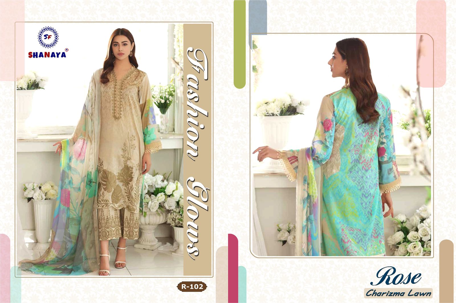 shanaya rose charizma lawn lawn decent embroidary look salwar suit catalog