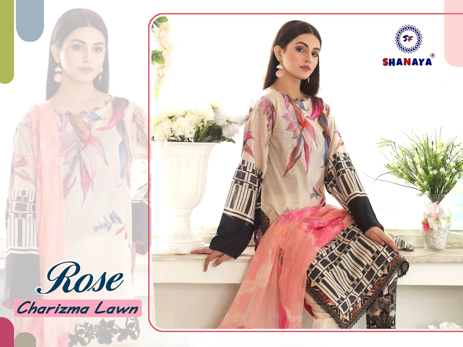 shanaya rose charizma lawn lawn decent embroidary look salwar suit catalog