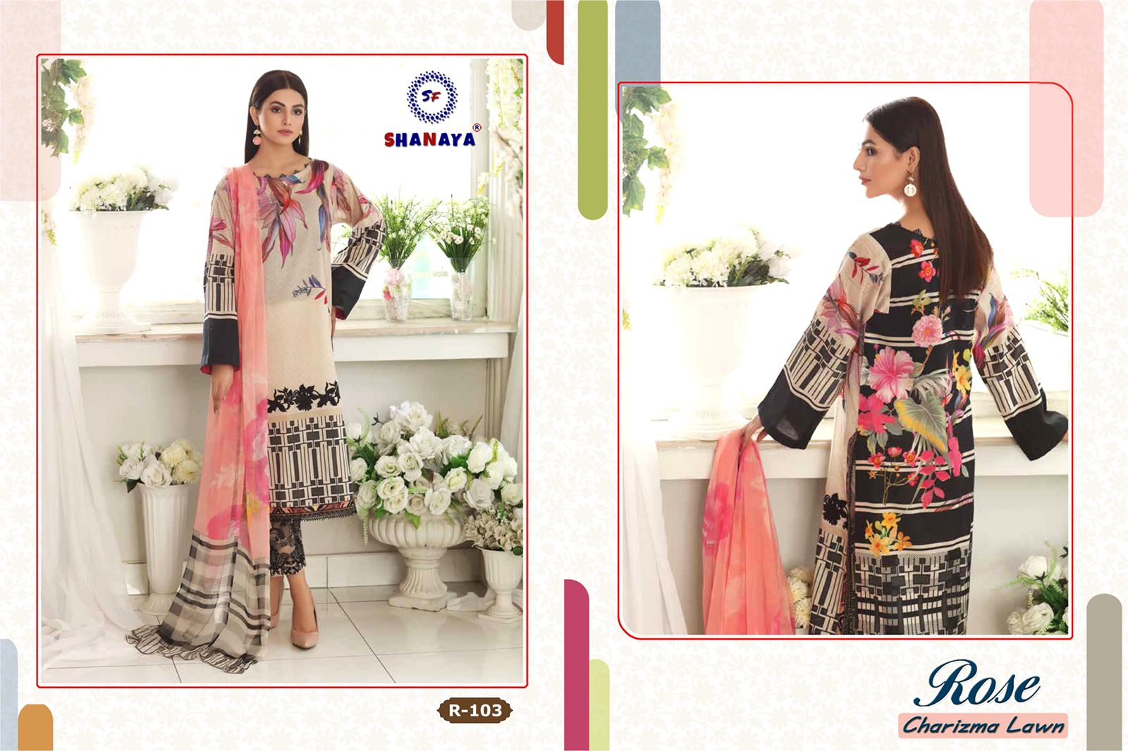 shanaya rose charizma lawn lawn decent embroidary look salwar suit catalog