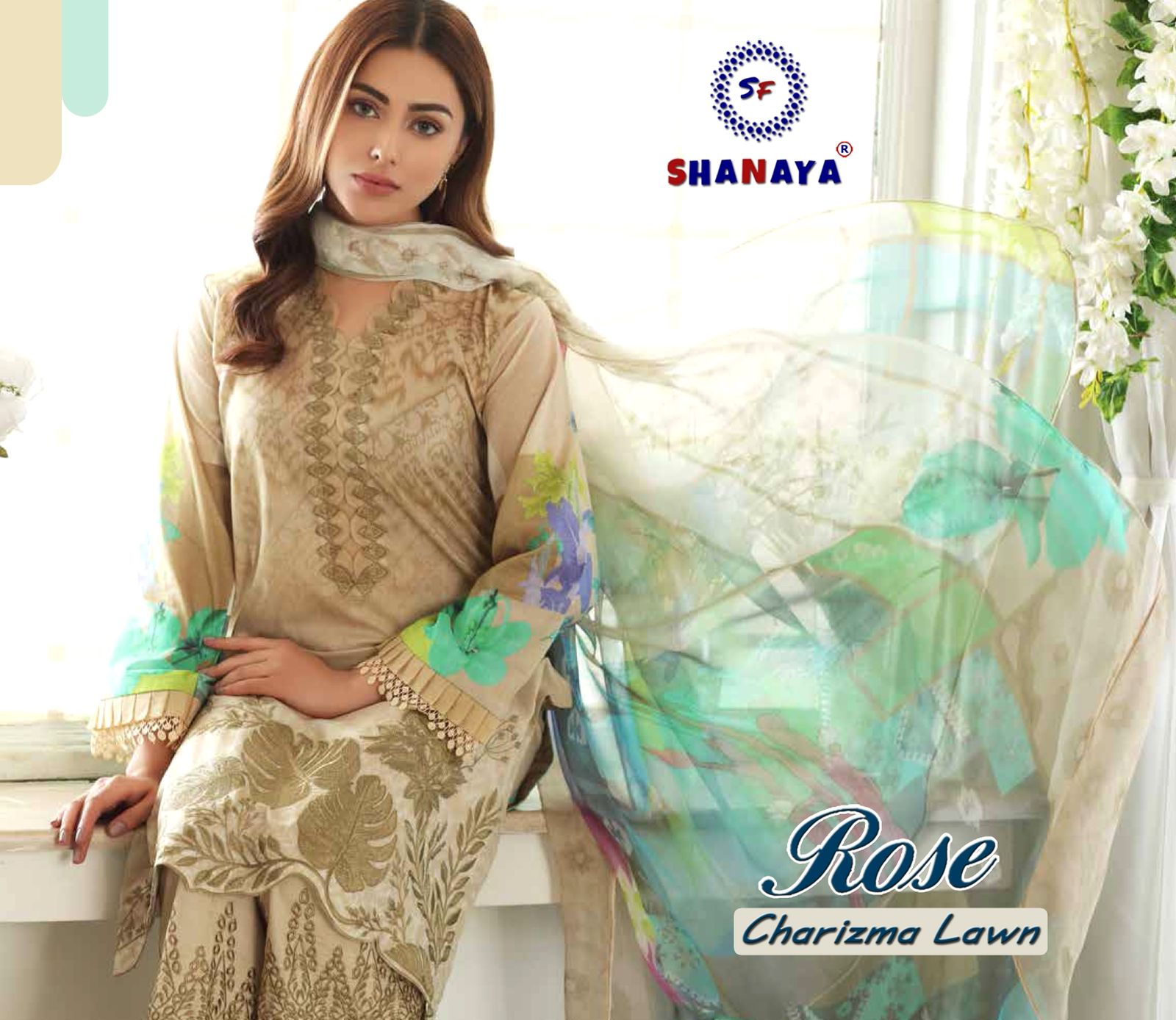 shanaya rose charizma lawn lawn decent embroidary look salwar suit catalog