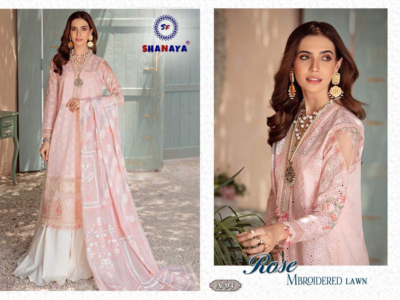 shanaya rose mbroidered lawn cambric cotton astonishing salwar suit catalog