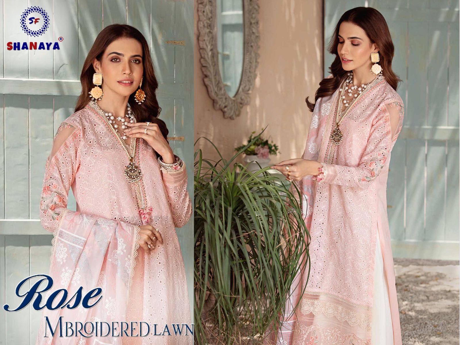 shanaya rose mbroidered lawn cambric cotton astonishing salwar suit catalog