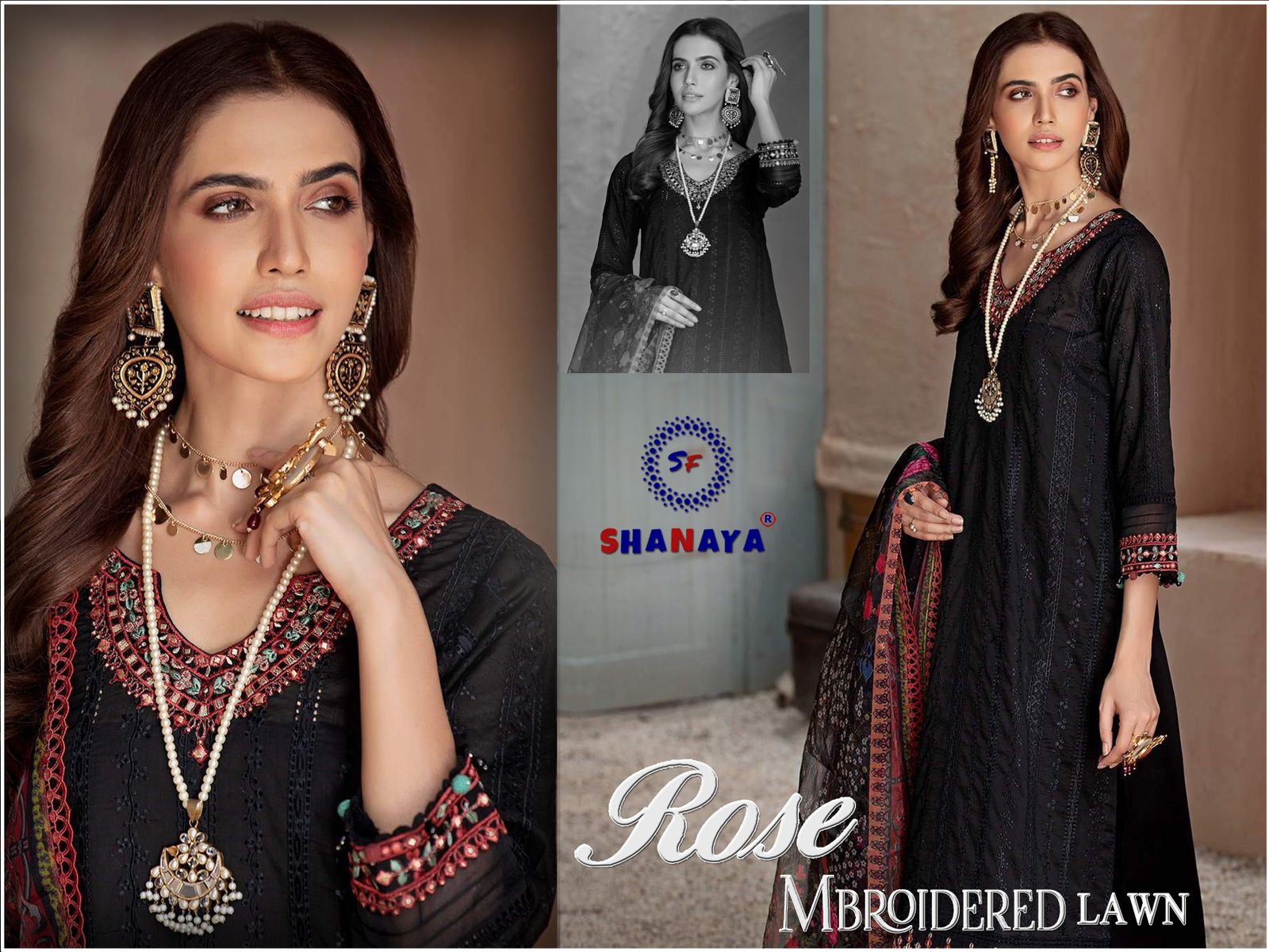 shanaya rose mbroidered lawn cambric cotton astonishing salwar suit catalog