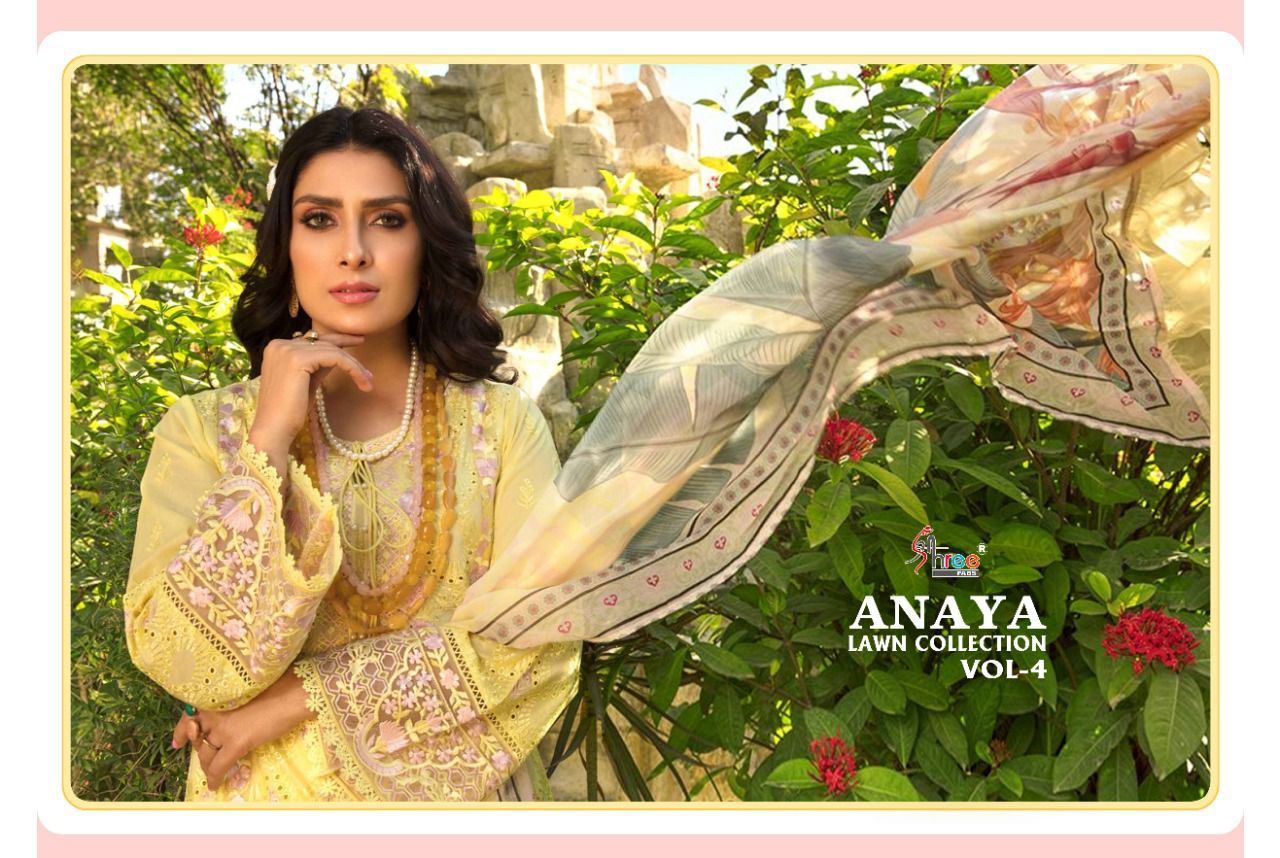 shree fab anaya lawn collection vol 4 pure lawn elegant slawar suit catalog