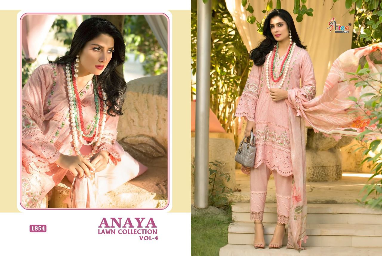 shree fab anaya lawn collection vol 4 pure lawn elegant slawar suit catalog