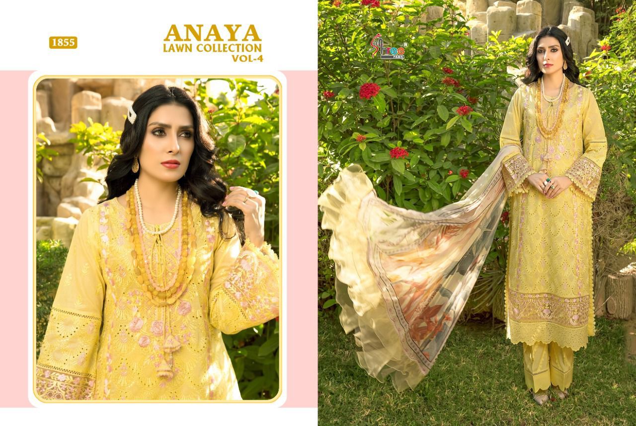 shree fab anaya lawn collection vol 4 pure lawn elegant slawar suit catalog