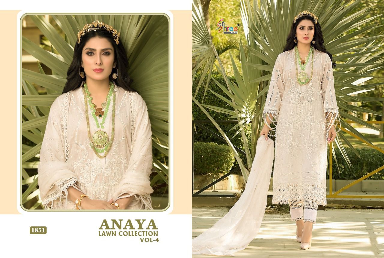 shree fab anaya lawn collection vol 4 pure lawn elegant slawar suit catalog