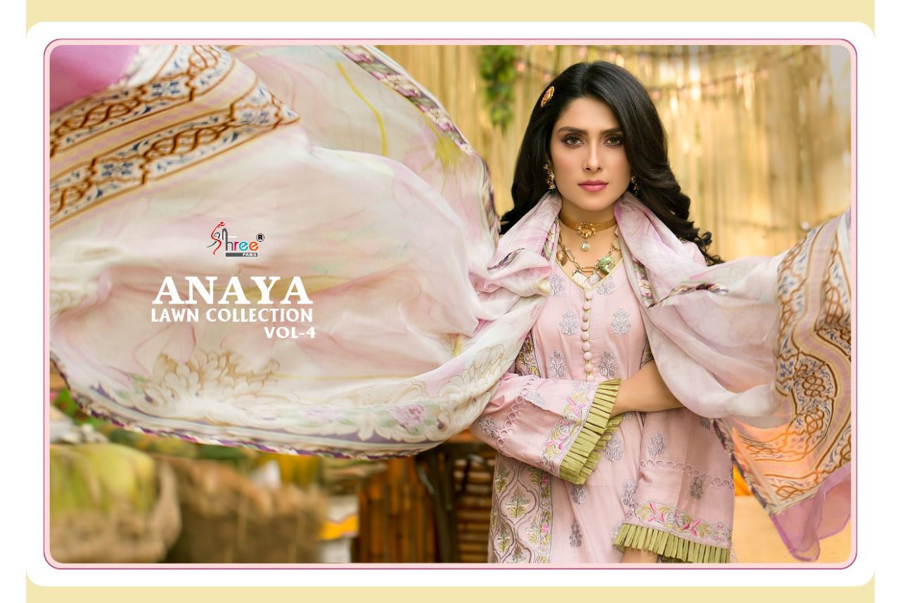 shree fab anaya lawn collection vol 4 pure lawn elegant slawar suit catalog