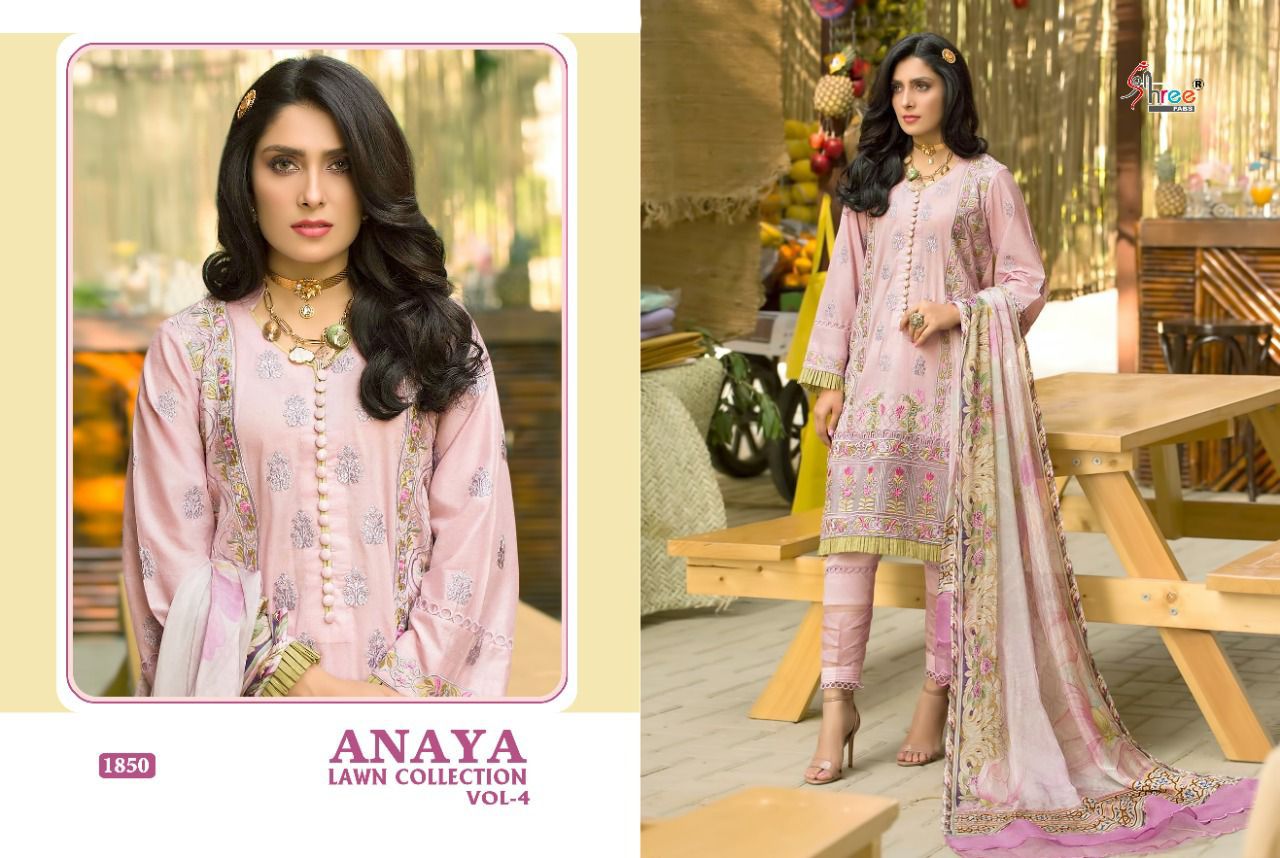 shree fab anaya lawn collection vol 4 pure lawn elegant slawar suit catalog