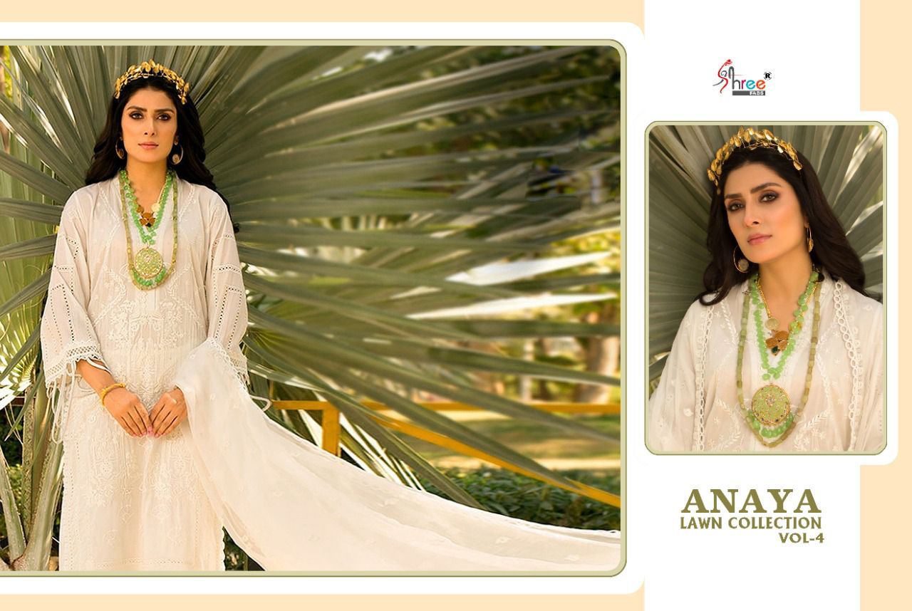 shree fab anaya lawn collection vol 4 pure lawn elegant slawar suit catalog