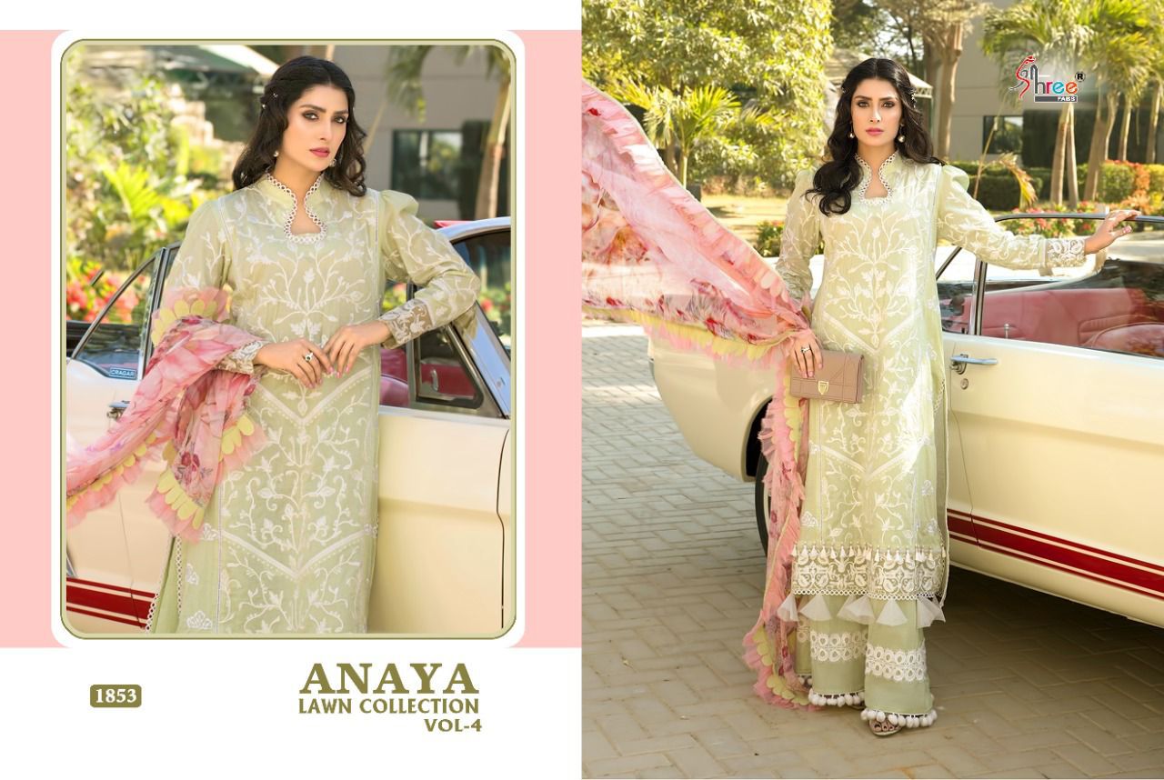 shree fab anaya lawn collection vol 4 pure lawn elegant slawar suit catalog