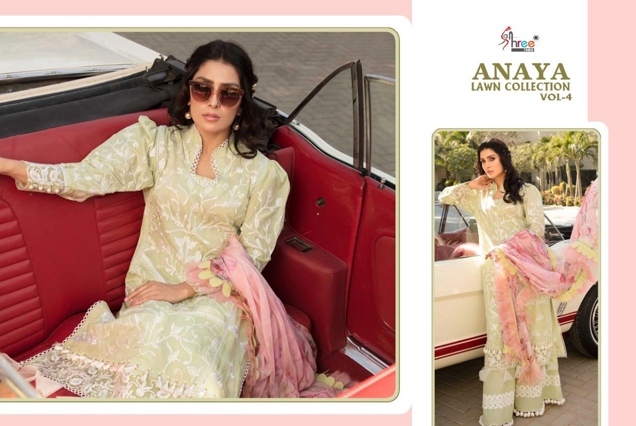 shree fab anaya lawn collection vol 4 pure lawn elegant slawar suit catalog