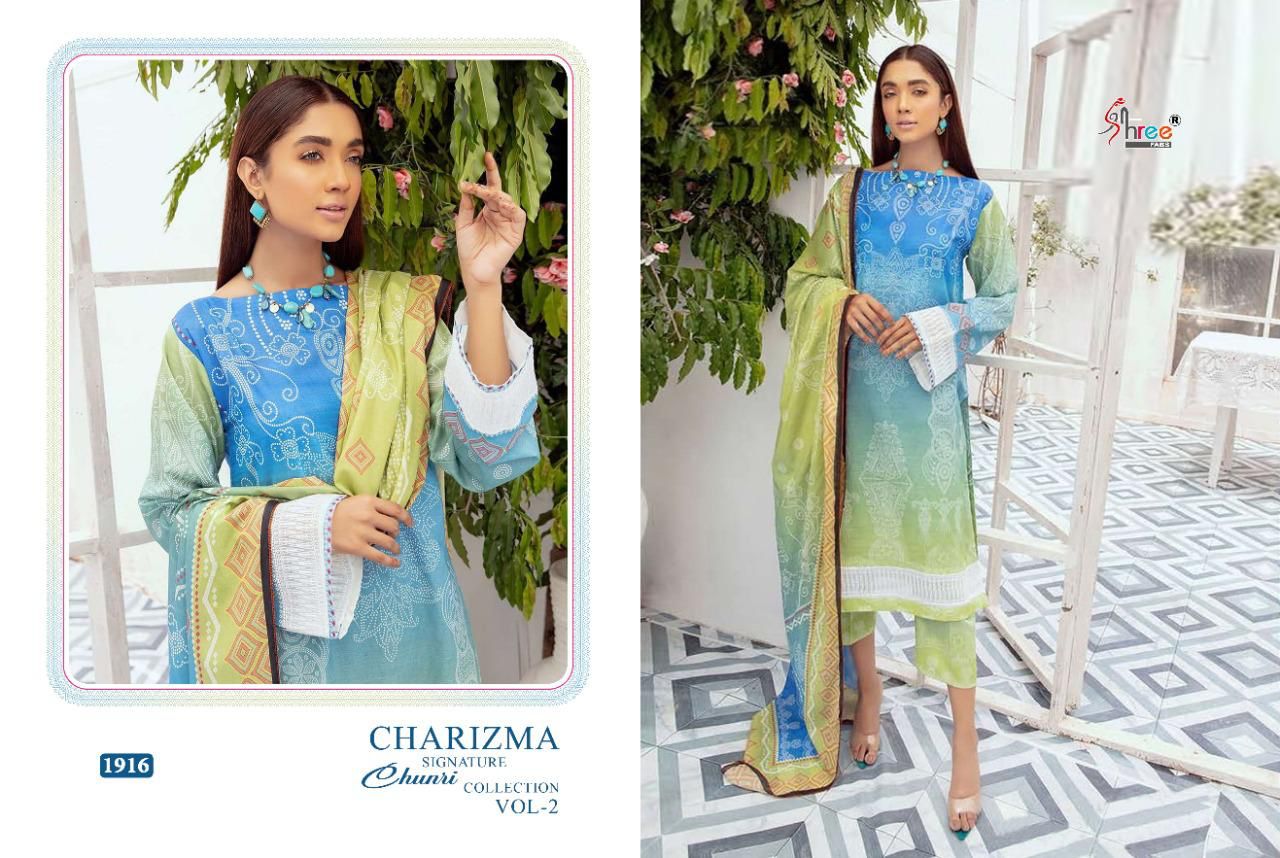 shree fab charisma signature chunari collection vol 2 cotton reagal look salwar suit cotton dupatta catalog