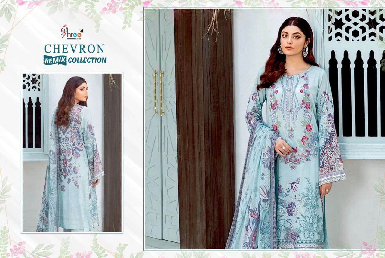 shree fab chevron remix collection lawn cotton regal print salwar suit with cotton dupatta catalog