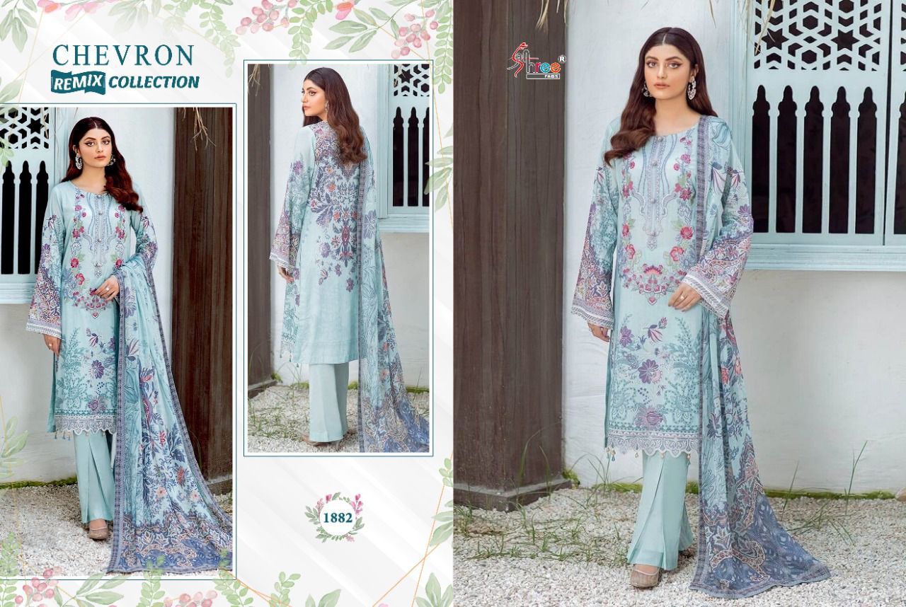 shree fab chevron remix collection lawn cotton regal print salwar suit with cotton dupatta catalog