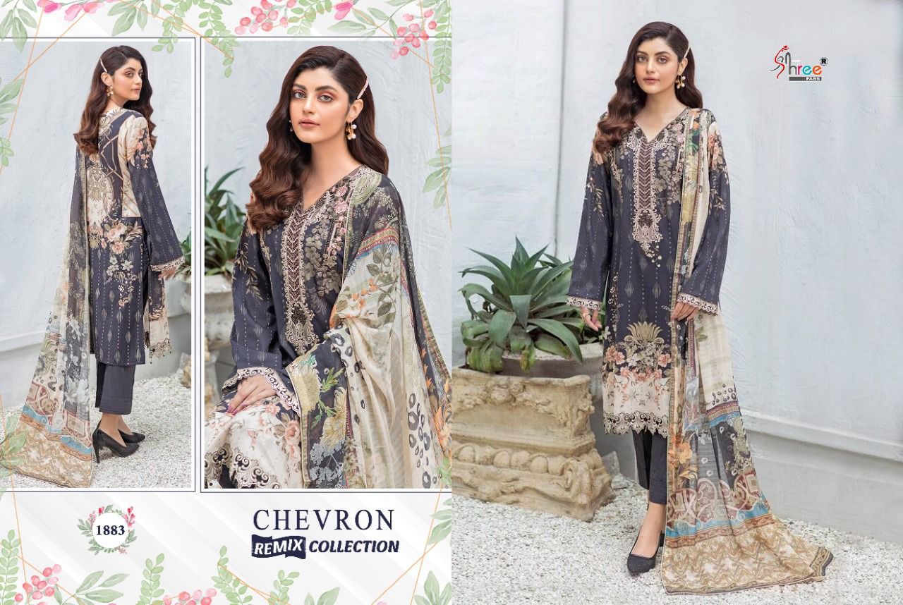 shree fab chevron remix collection lawn cotton regal print salwar suit with cotton dupatta catalog