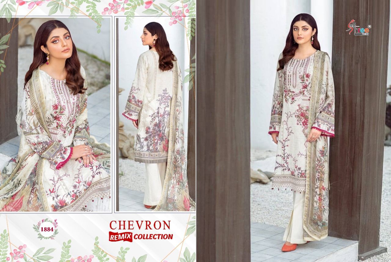 shree fab chevron remix collection lawn cotton regal print salwar suit with cotton dupatta catalog