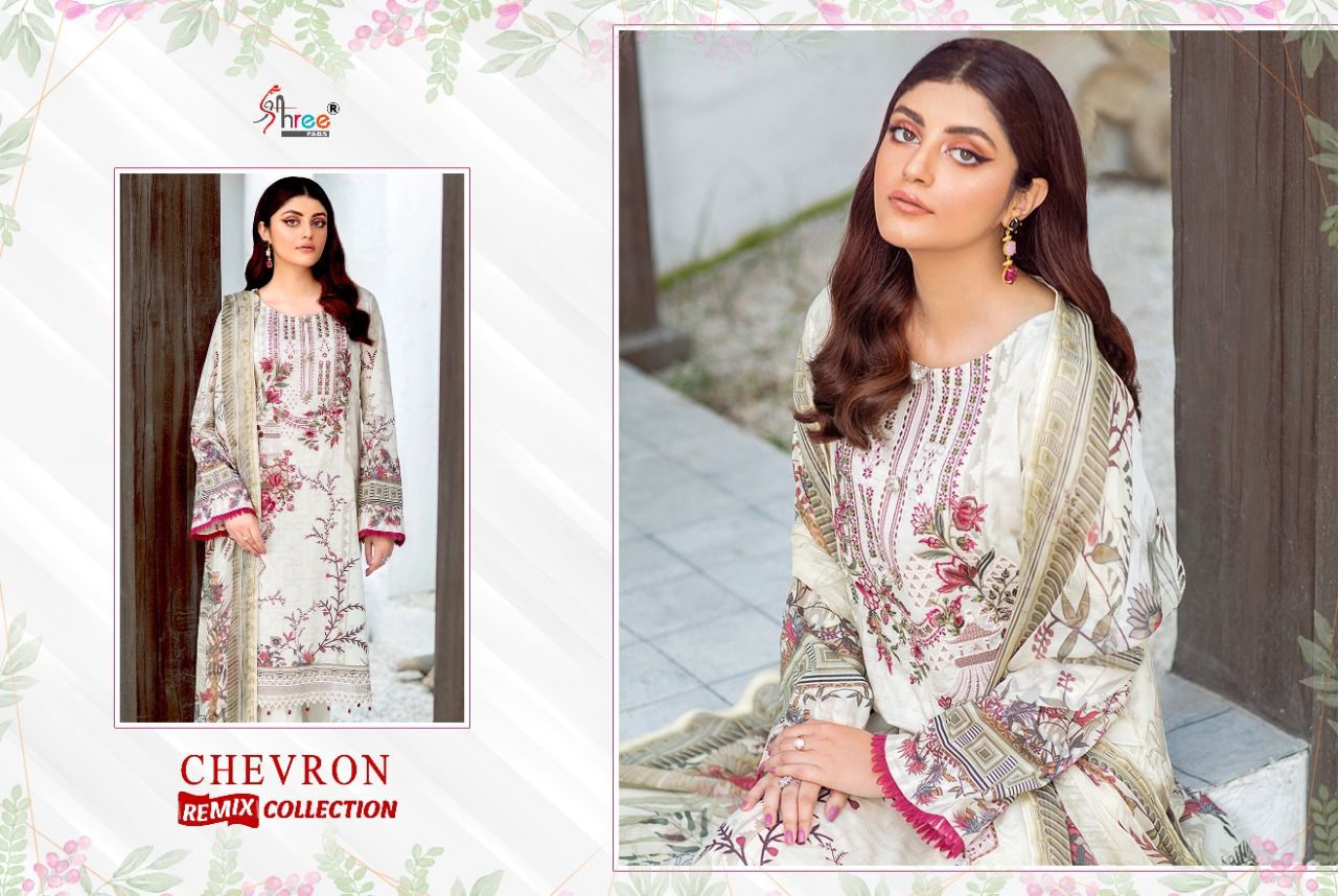 shree fab chevron remix collection lawn cotton regal print salwar suit with cotton dupatta catalog