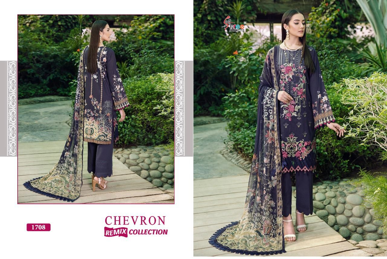 shree fab chevron remix collection lawn cotton regal print salwar suit with cotton dupatta catalog