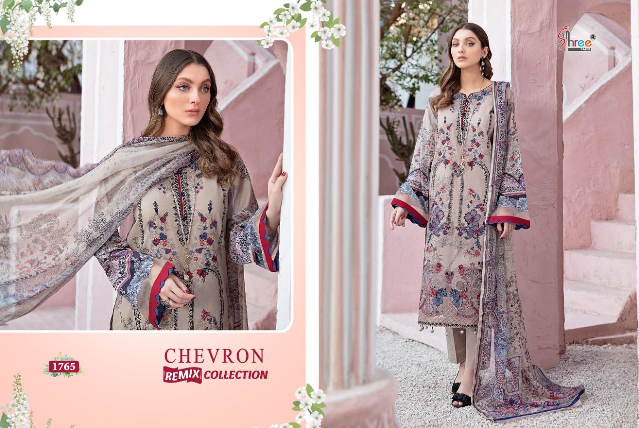 shree fab chevron remix collection lawn cotton regal print salwar suit with cotton dupatta catalog