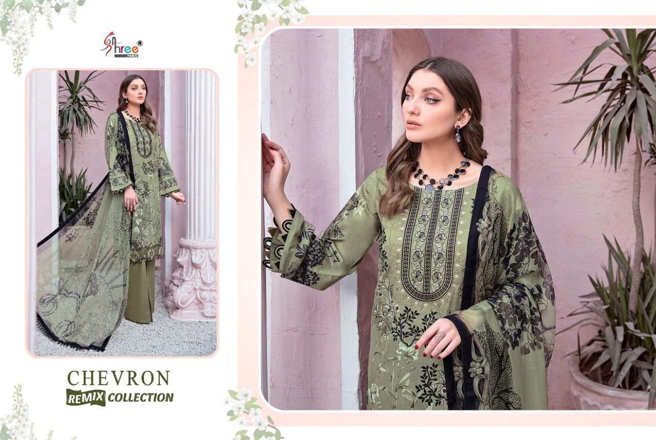 shree fab chevron remix collection lawn cotton regal print salwar suit with cotton dupatta catalog