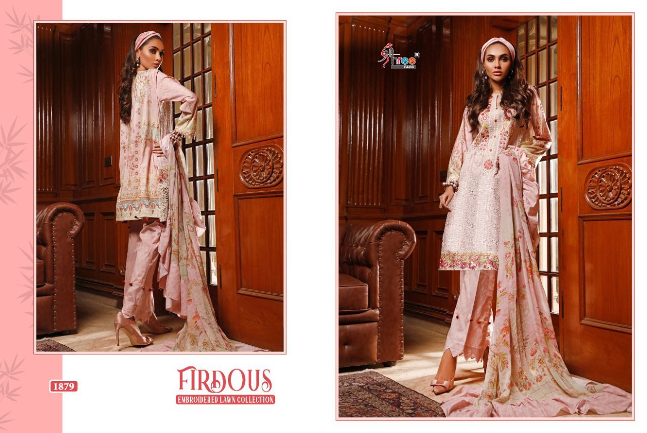 shree fab firdous embroidered lawn collection cotton authentic fabric salwar suit with cotton dupatta catalog