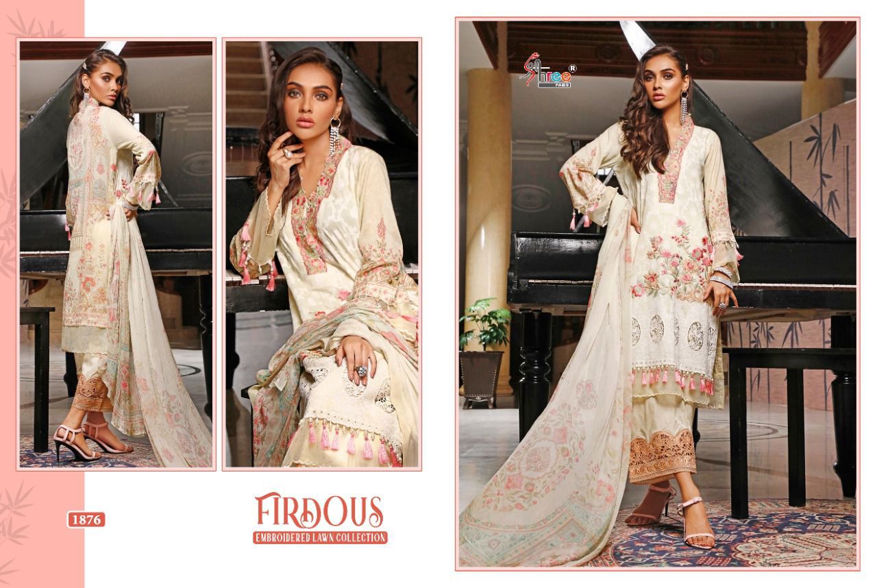 shree fab firdous embroidered lawn collection cotton authentic fabric salwar suit with cotton dupatta catalog