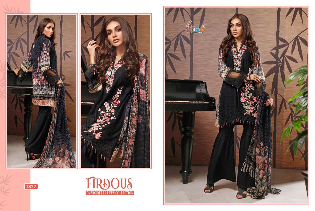 shree fab firdous embroidered lawn collection cotton authentic fabric salwar suit with cotton dupatta catalog