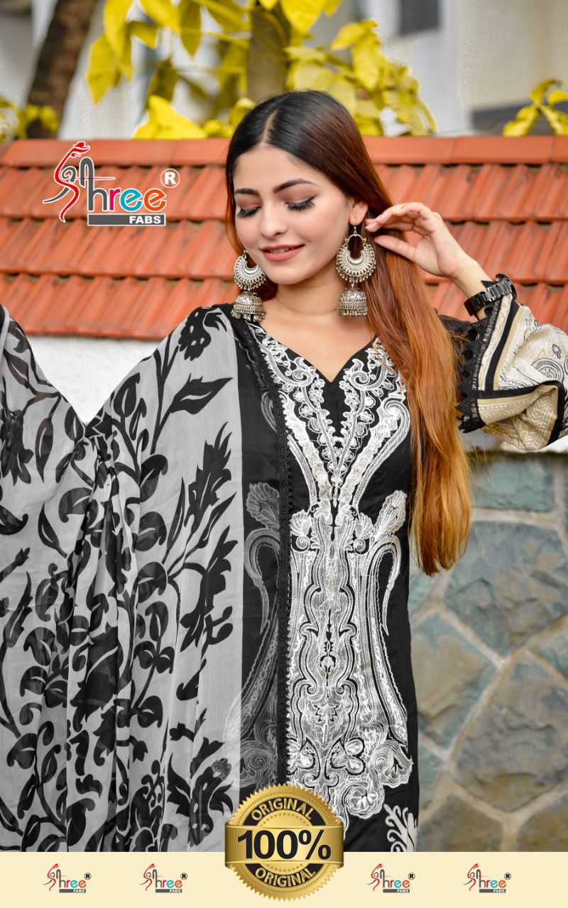 shree fab sana safinaz muzlin collection vol 6 cotton salwar suit with shiffon dupatta singal