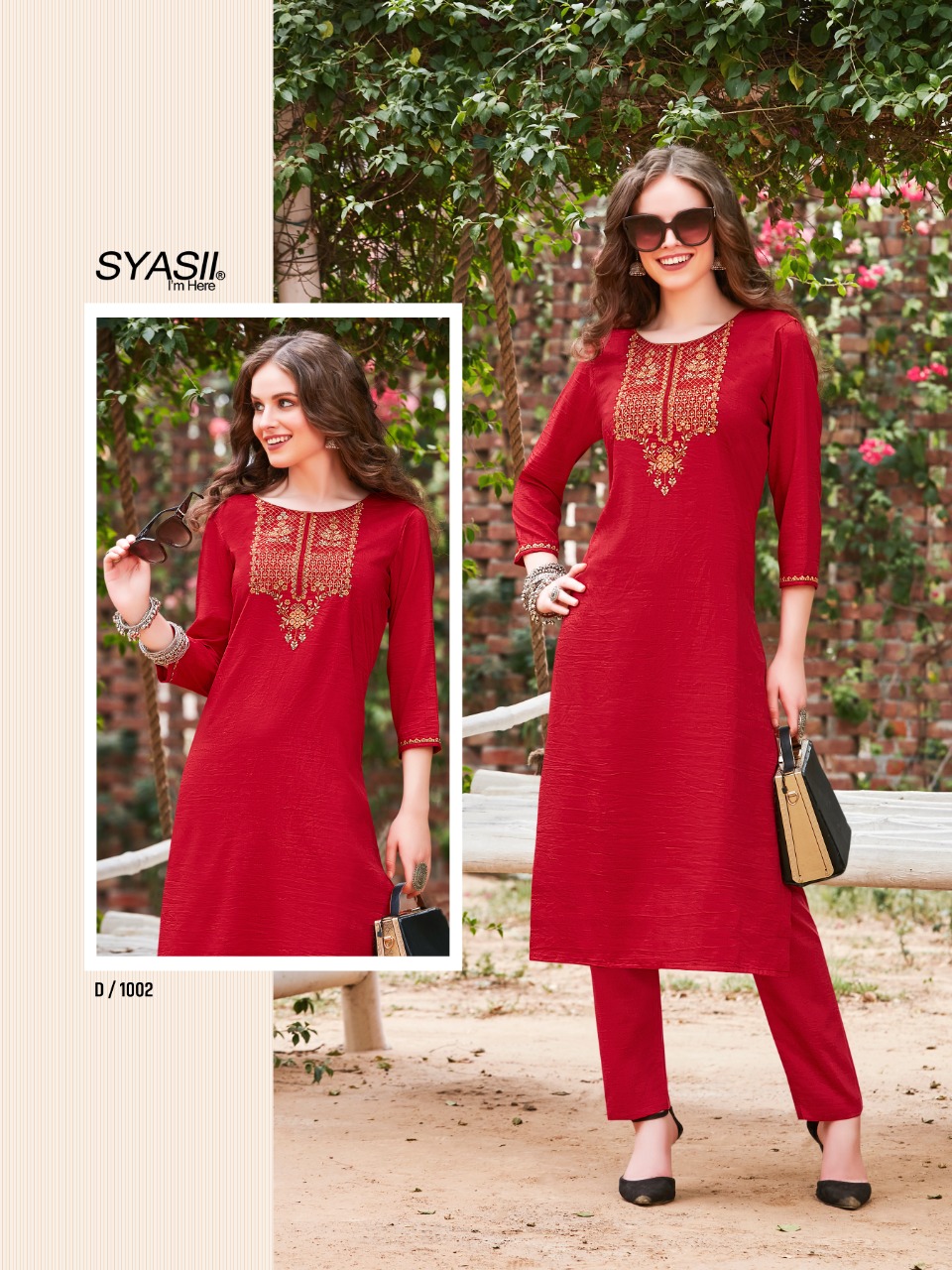 syasii rayasa pure chinon kashmiri embroidary gorgeous look kurti with bottom catalog