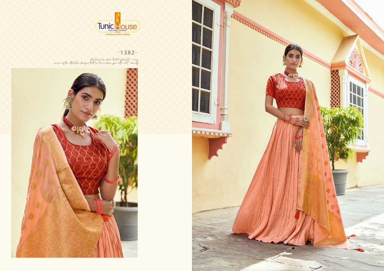 tunic house apsara silk graceful look lehanga catalog