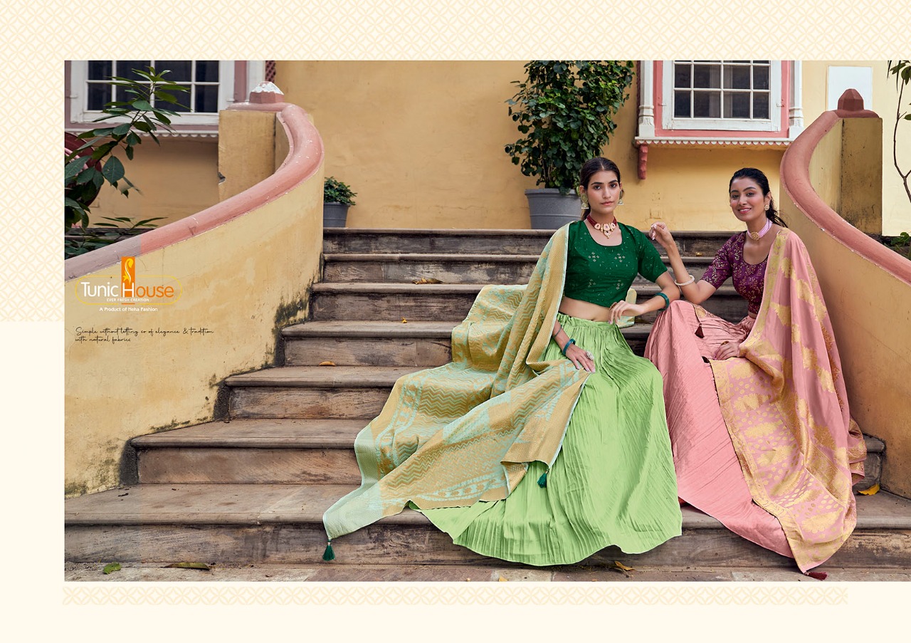 tunic house apsara silk graceful look lehanga catalog