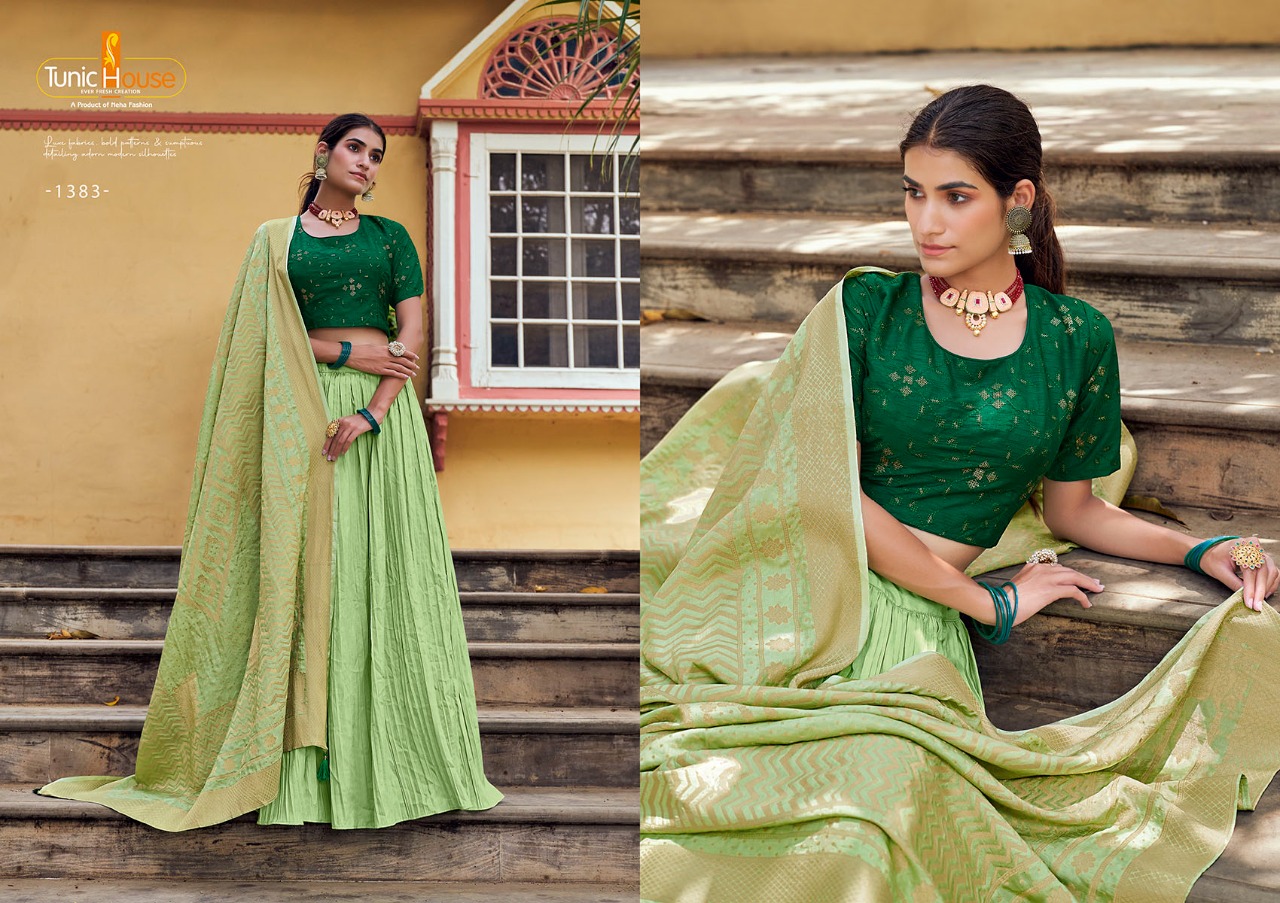 tunic house apsara silk graceful look lehanga catalog